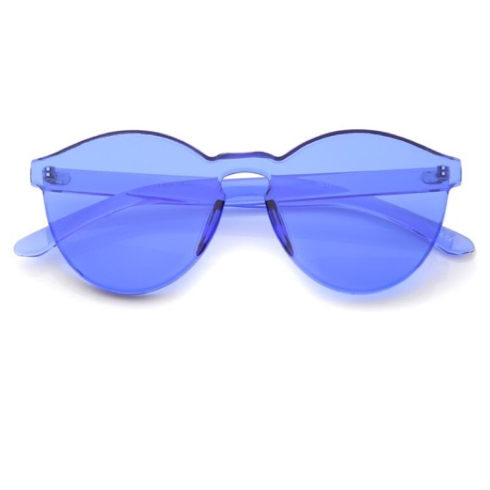 Frameless Acrylic Blue Transparent Sunglasses